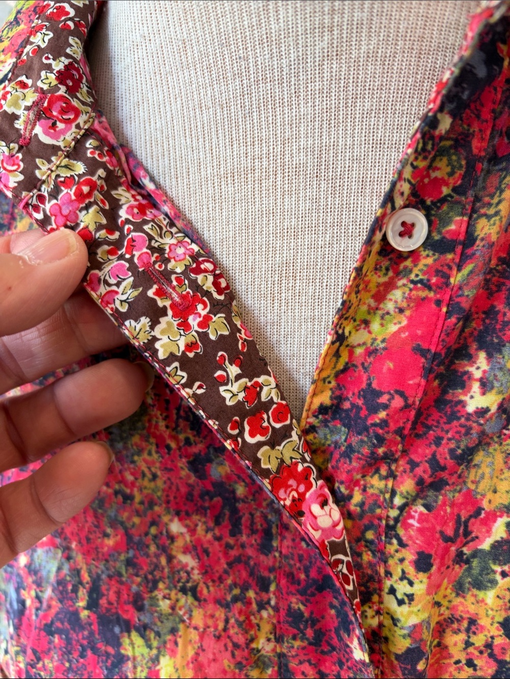 Liberty of London Red Multi-Color Floral-Print Button Down Shirt - Picture 3 of 11